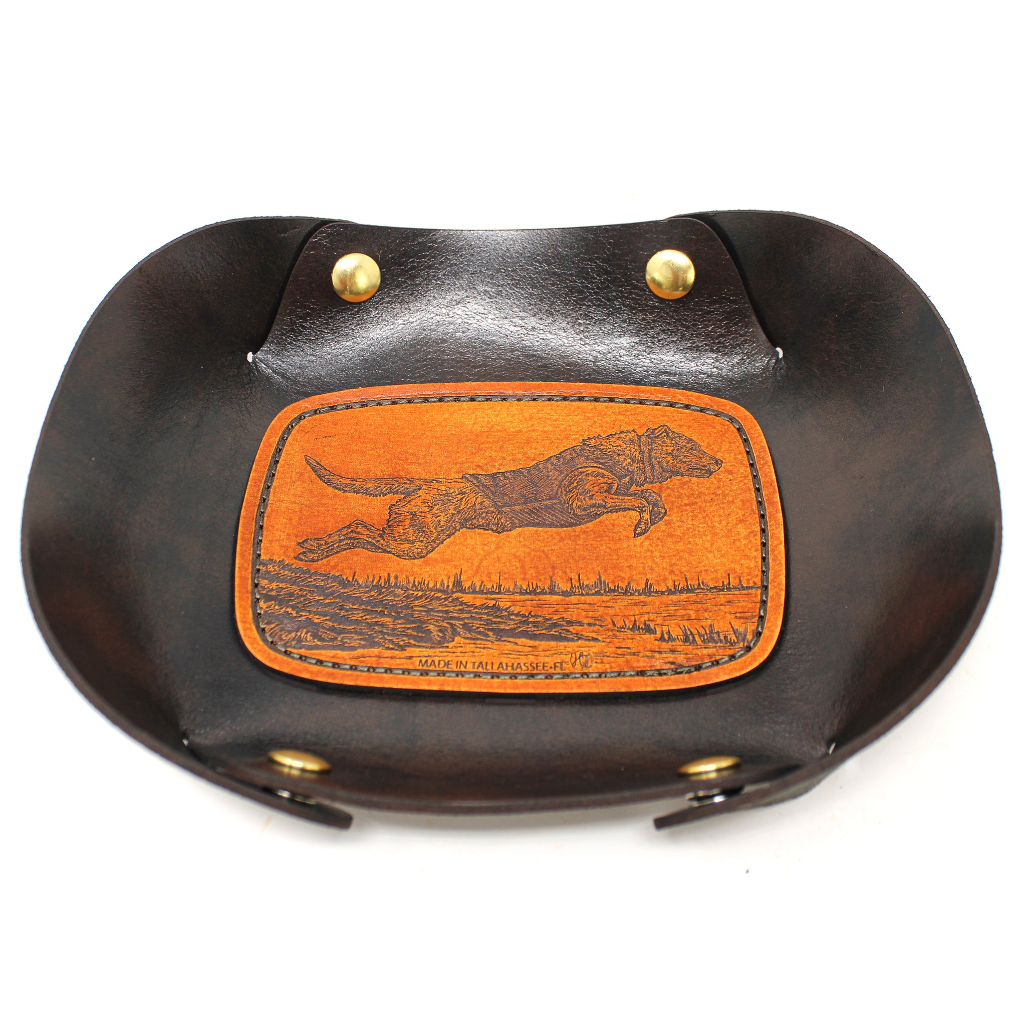 Leather Valet Tray - Retreiver jump