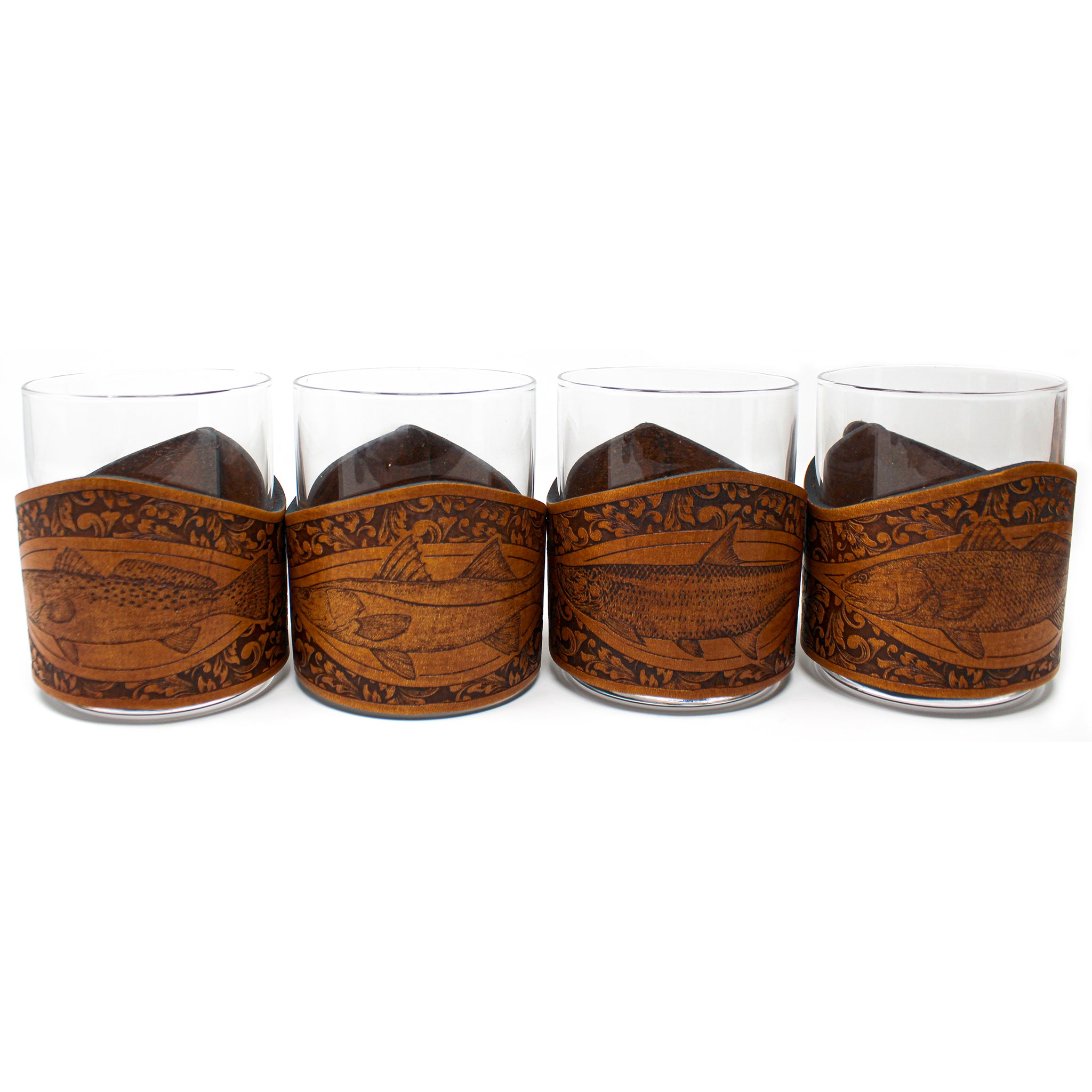 Whiskey Glass Leather Wrap - Inshore Engraver Set