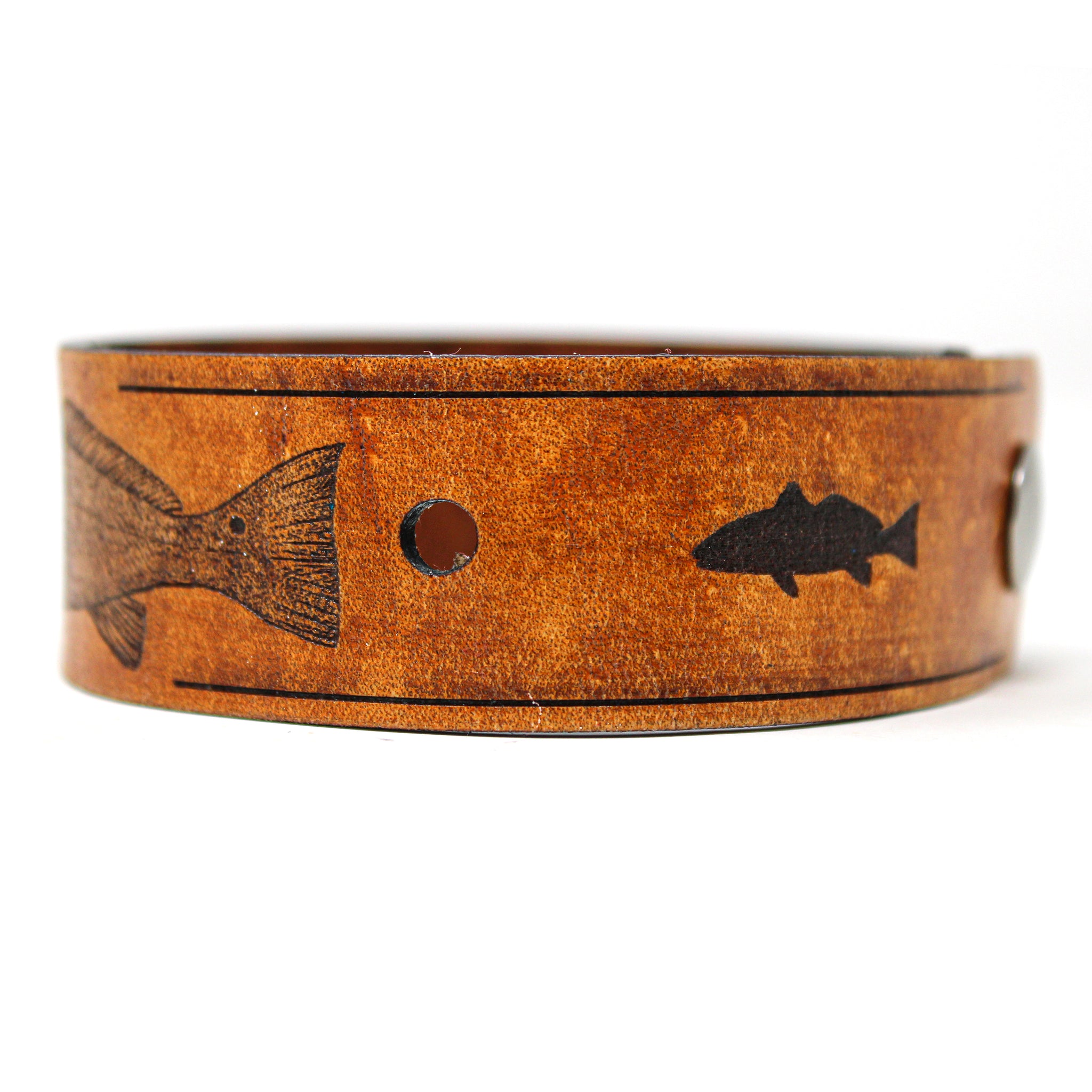 Men's Leather Wristband - The Redfish