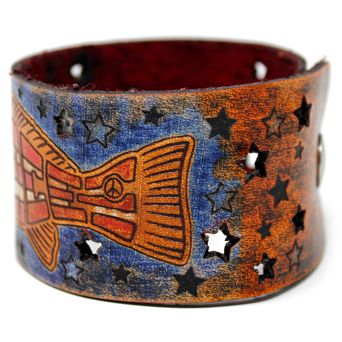 Men's Leather Wristband - Redfish Peace