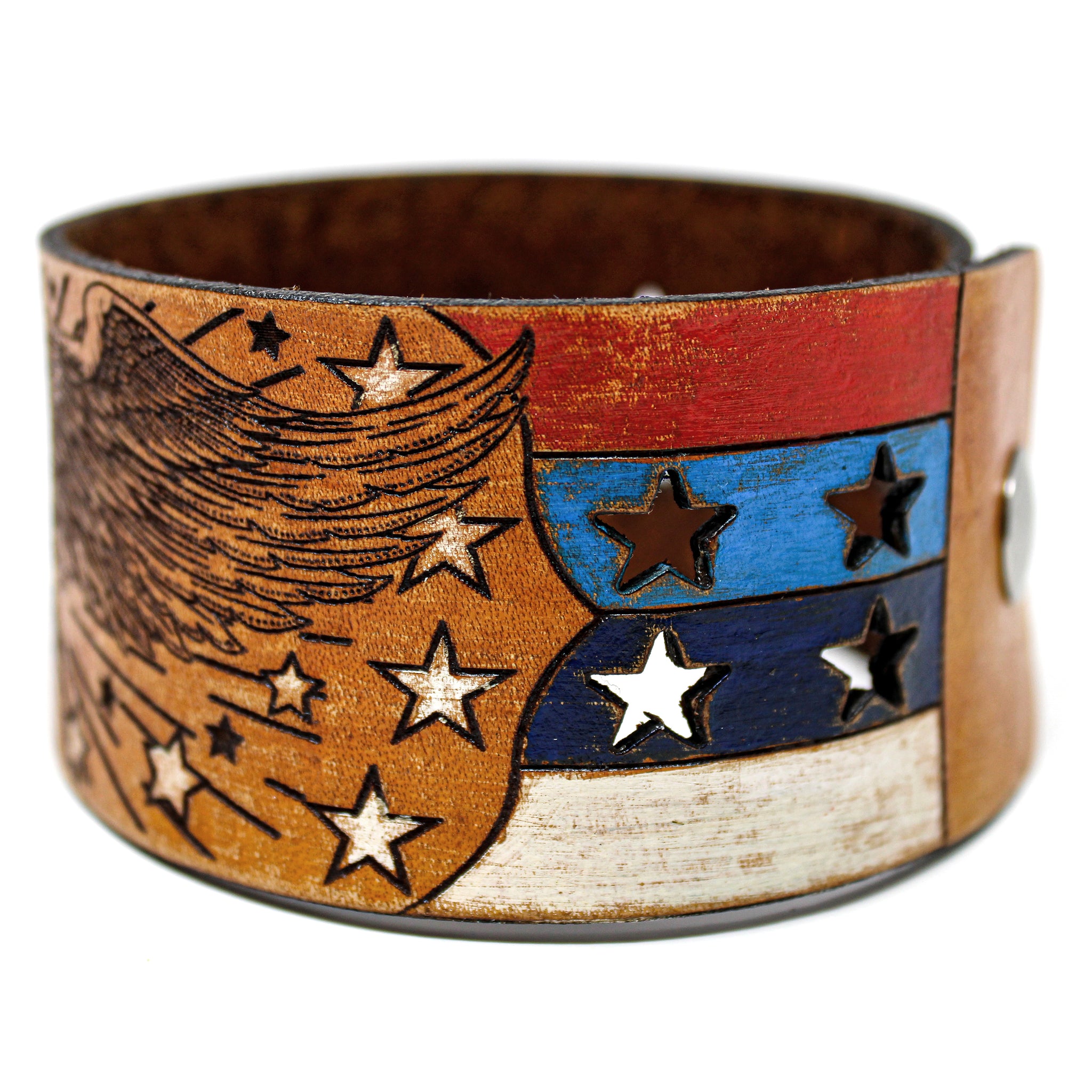 Men's Leather Wristband - Freedom Eagle