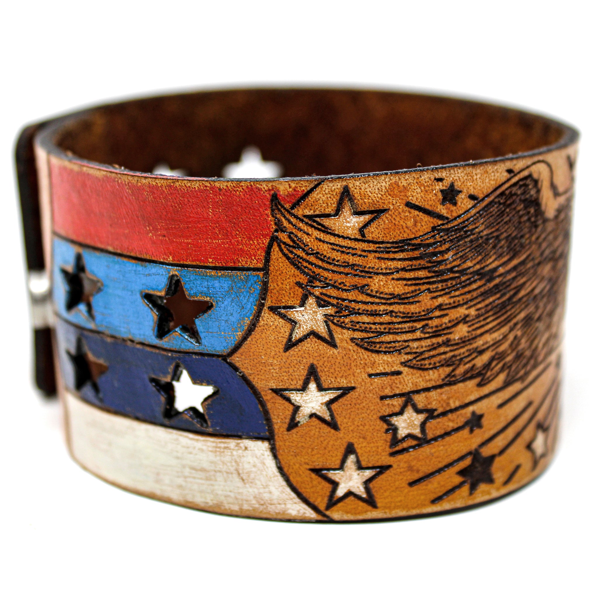 Men's Leather Wristband - Freedom Eagle