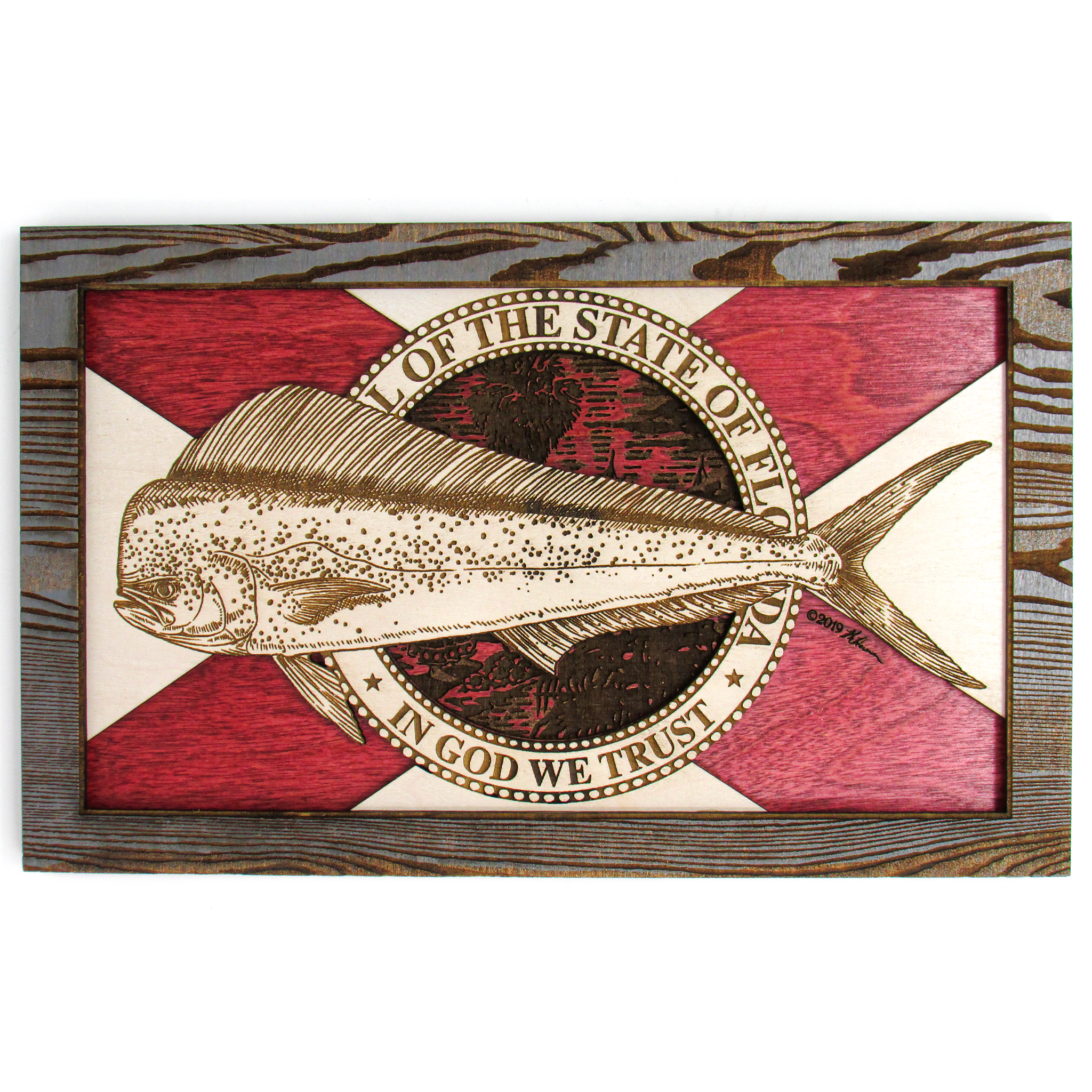 Wall Art - Mahi Florida Flag 3D Wood Art