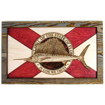 Wall Art - Sailfish Florida Flag 3D Wood Art