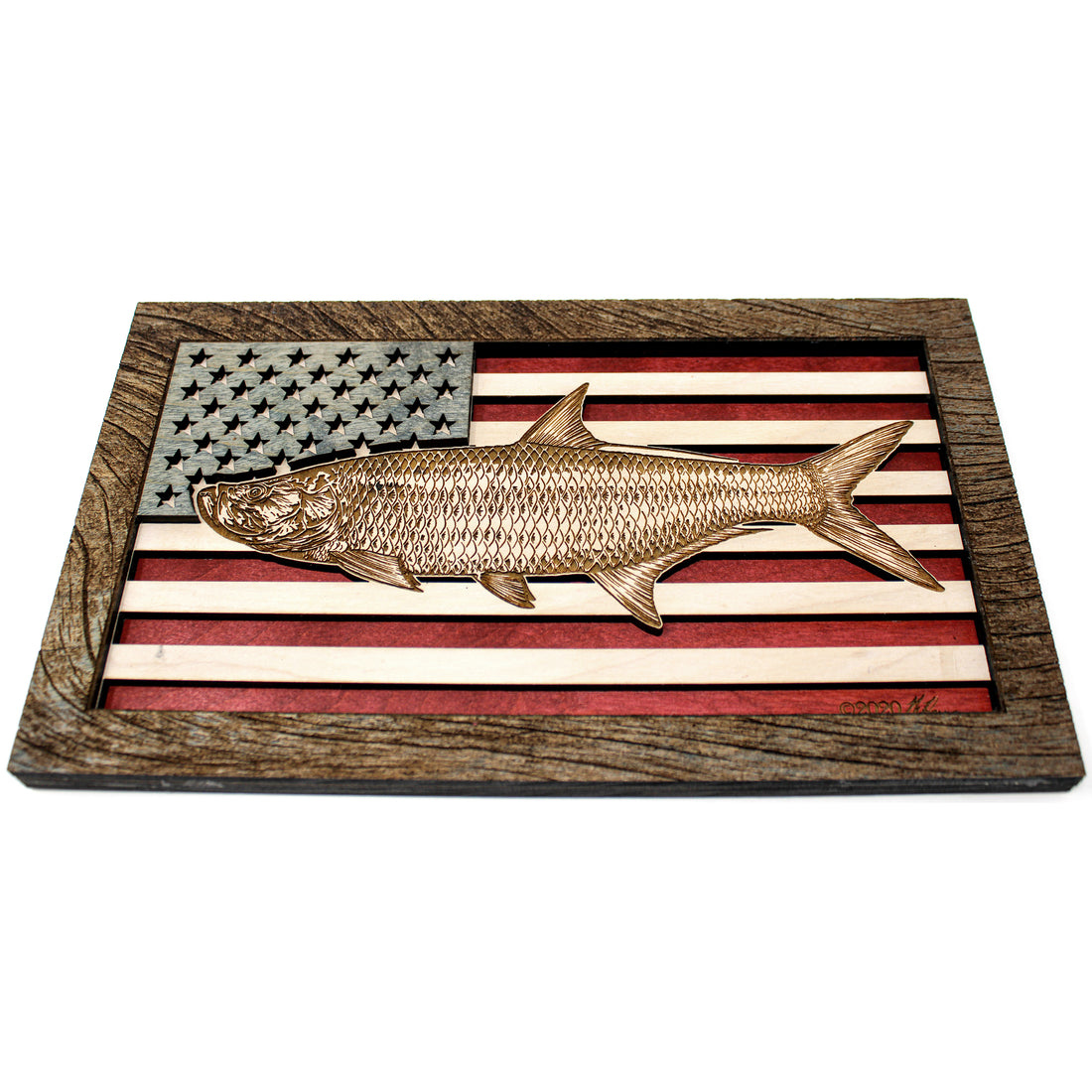 Wall Art - Tarpon American Flag 3D Wood Art