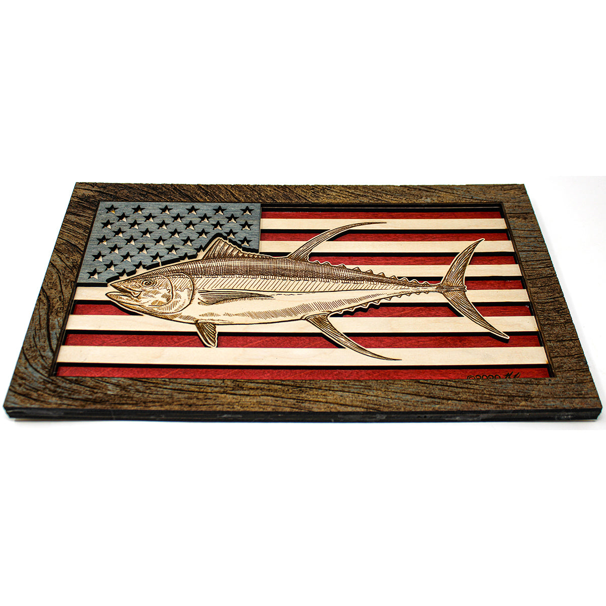 Wall Art - Yellowfin American Flag 3D Wood Art