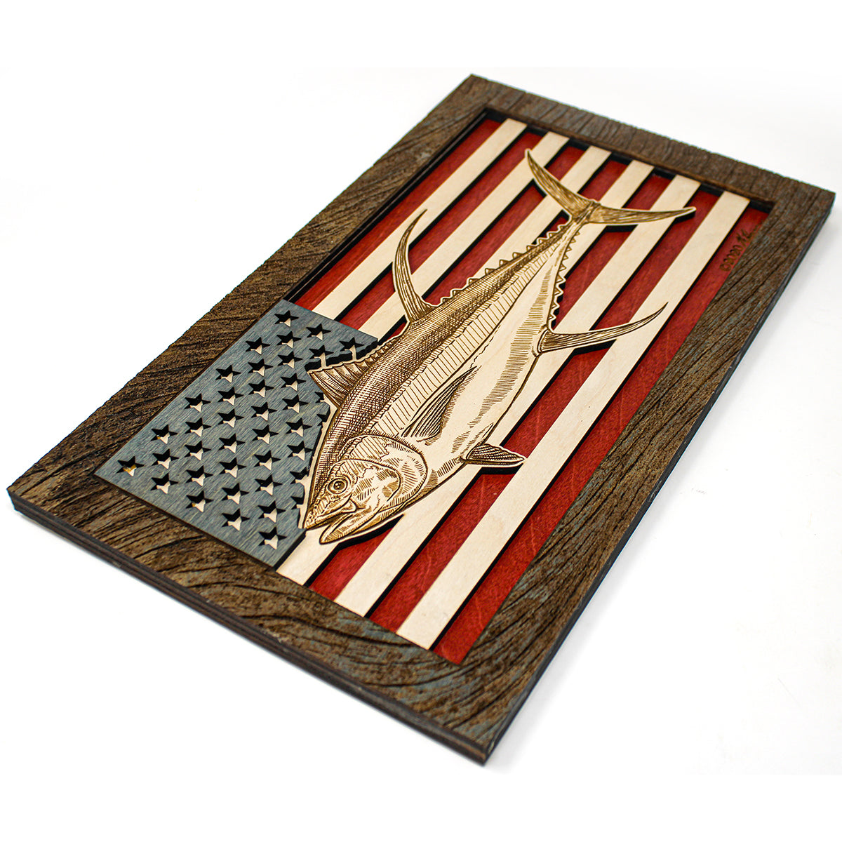 Wall Art - Yellowfin American Flag 3D Wood Art