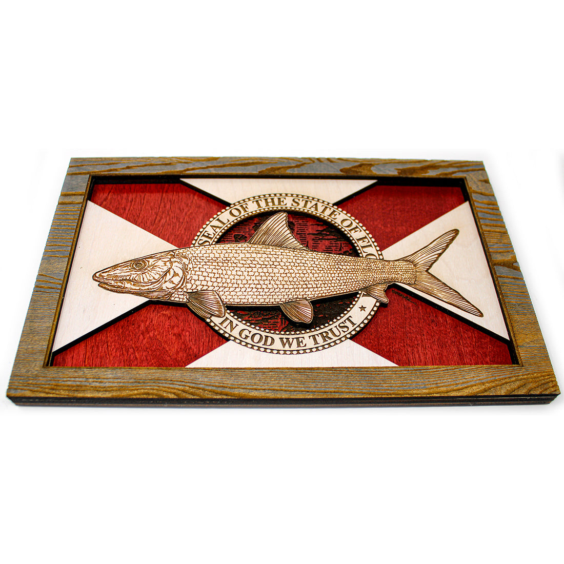 Wall Art - Bonefish Florida Flag 3D Wood Art