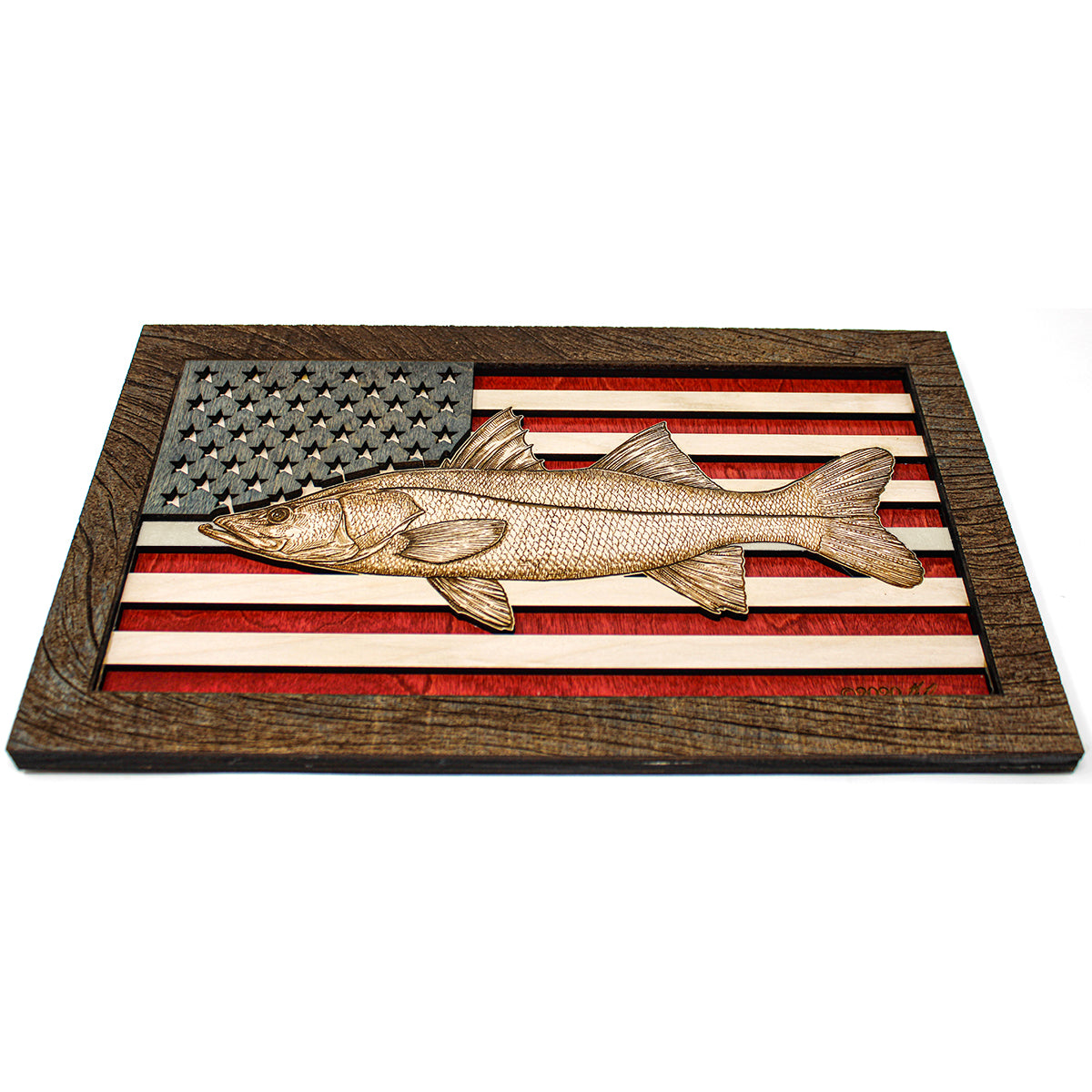 Wall Art - Snook American Flag 3D Wood Art
