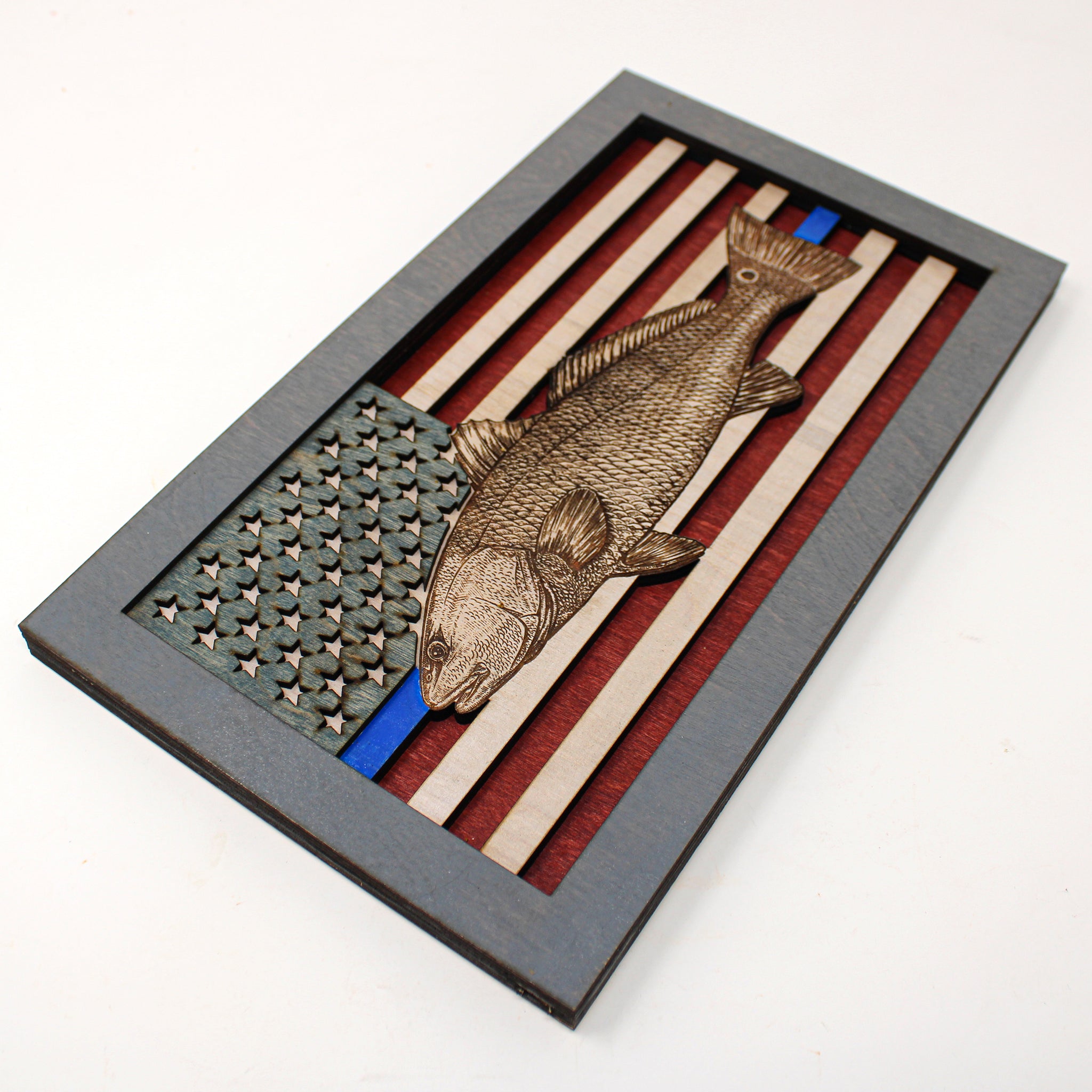 Wall Art - Deputy Magli Redfish American Flag 3D Wood Art