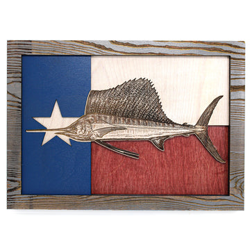 Wall Art - Texas Flag Sailfish 3D Wood Art