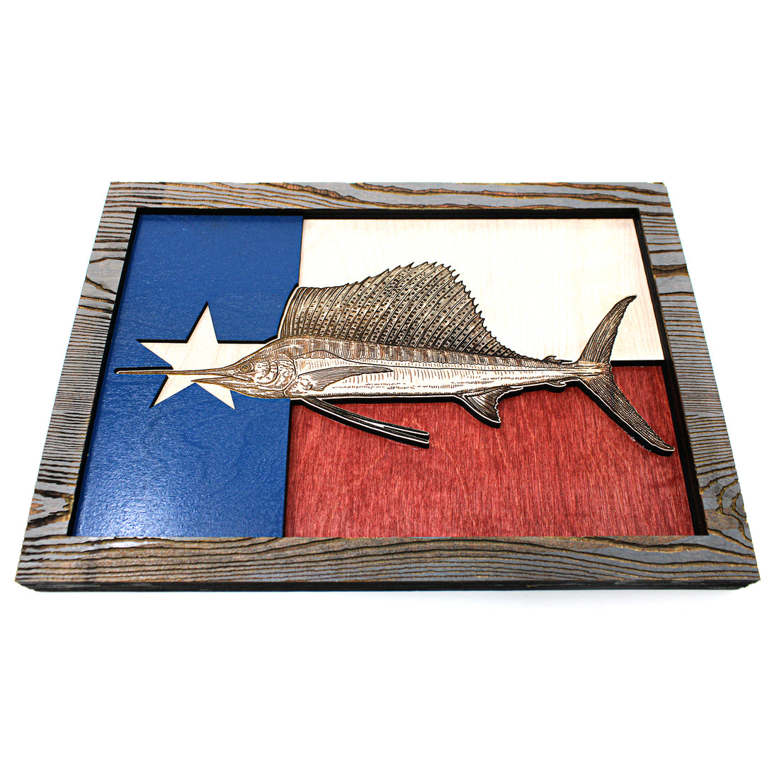 Arte de la pared - Arte de madera 3D del pez vela de la bandera de Texas