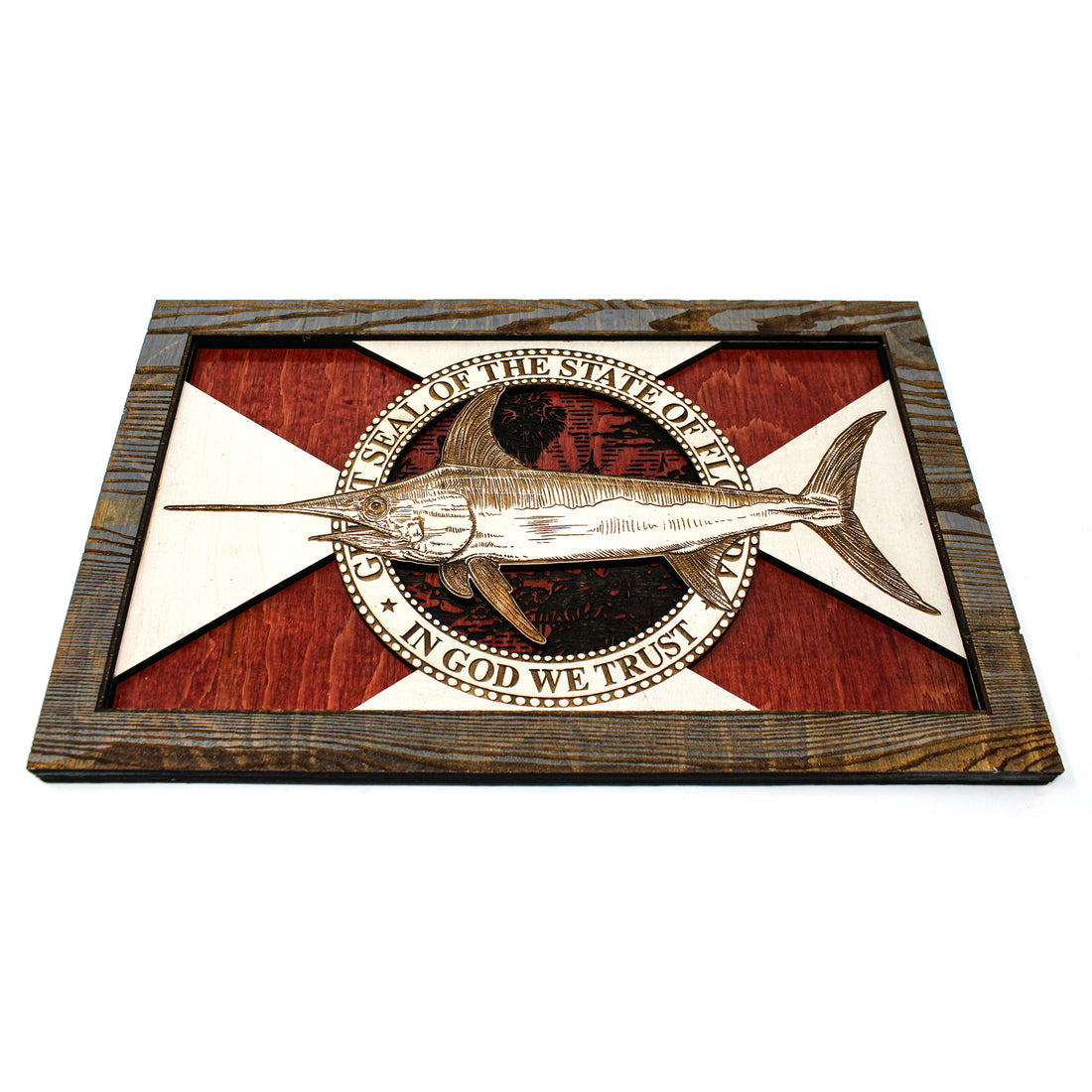 Wall Art - Swordfish Florida Flag 3D Wood Art