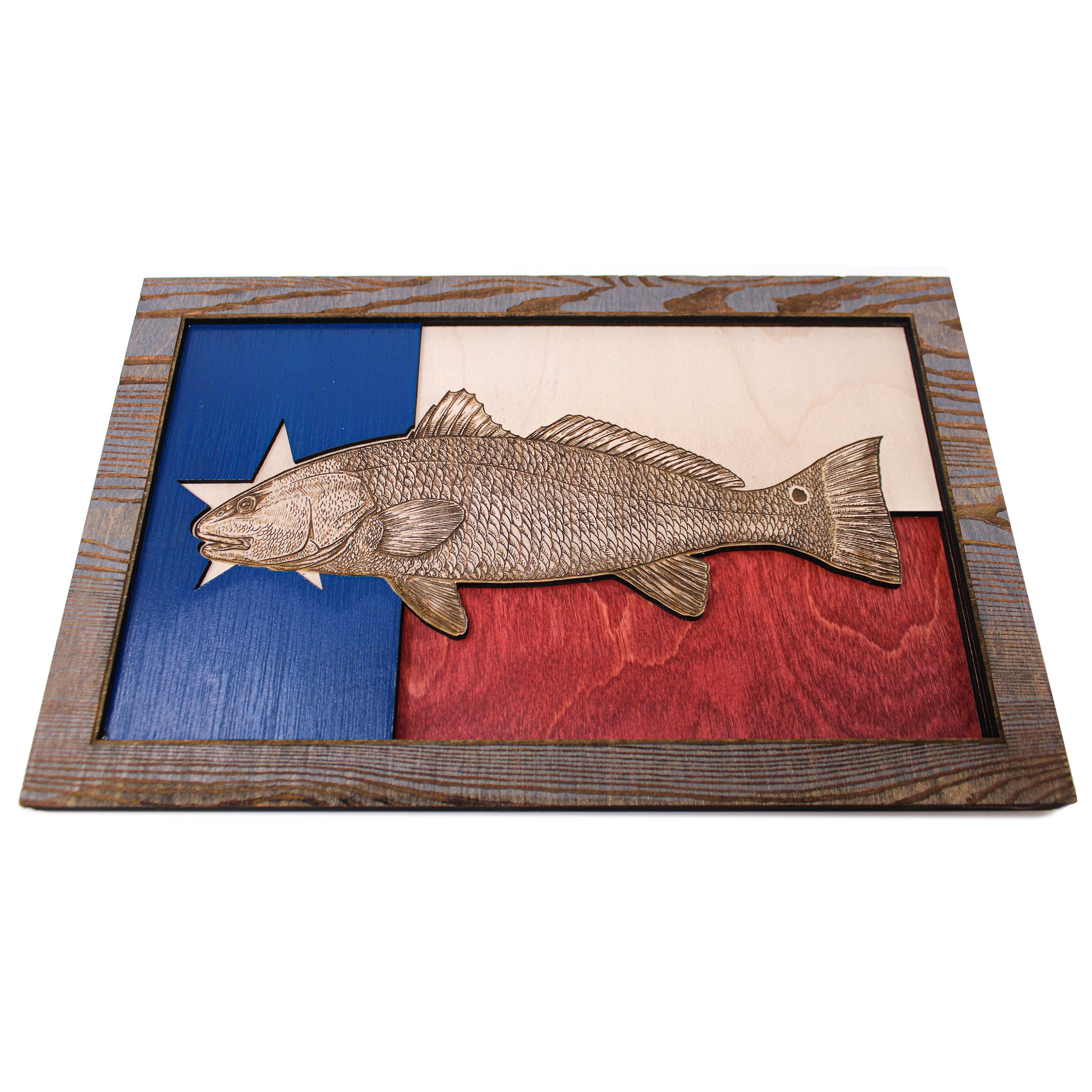 Wall Art - Redfish Texas Flag 3D Wood Art
