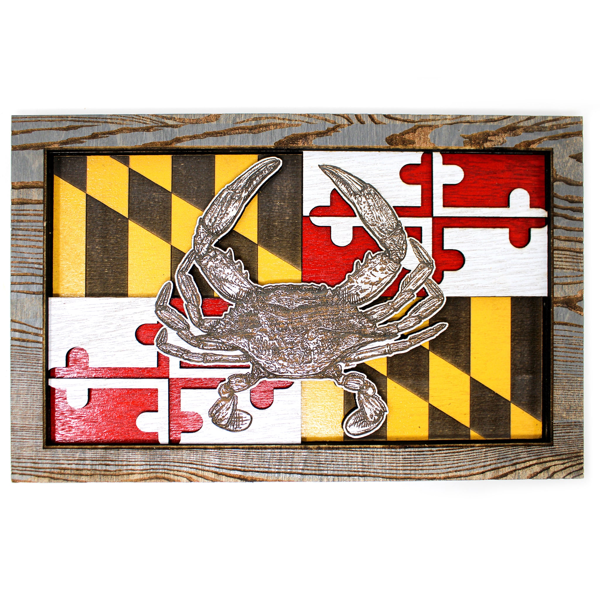 Wall Art - Blue Crab Maryland Flag 3D Wood Art