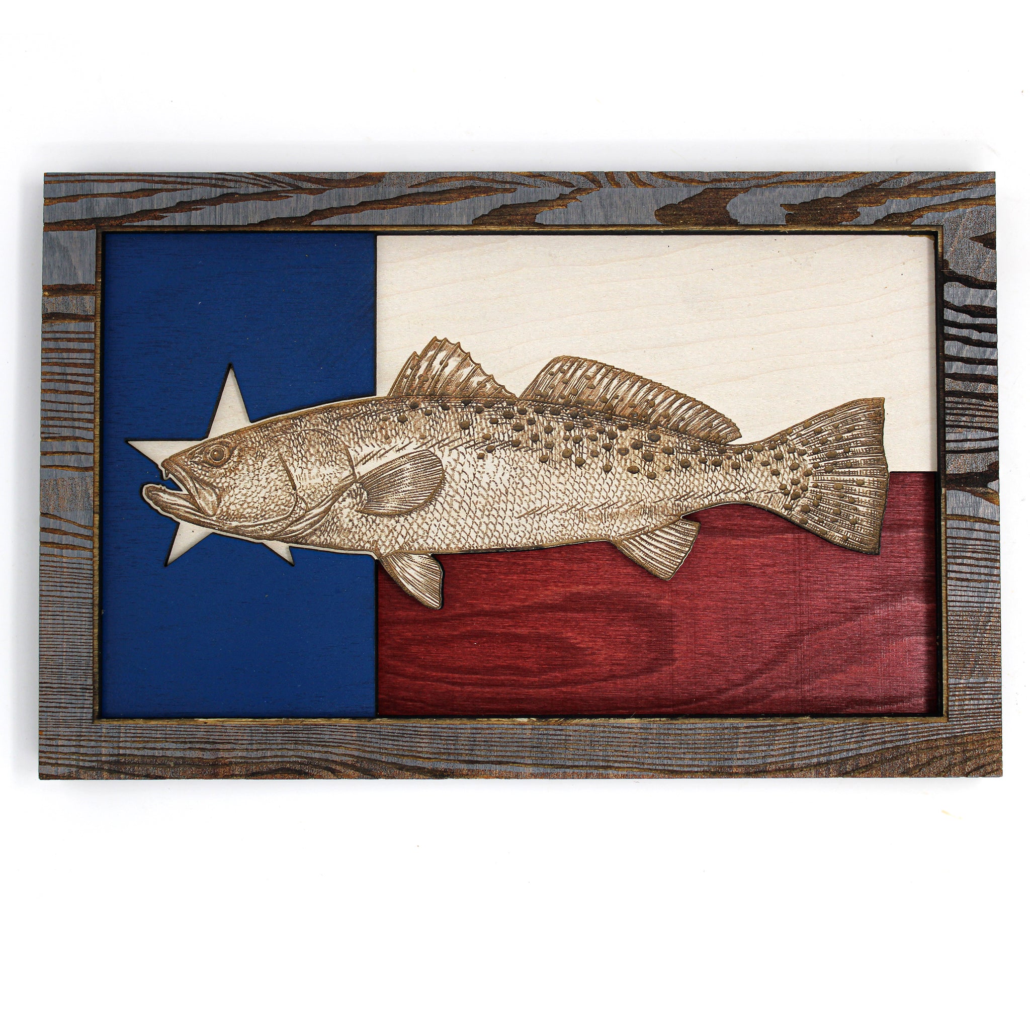 Wall Art - Speckled Sea Trout Texas Flag 3D Wood Art