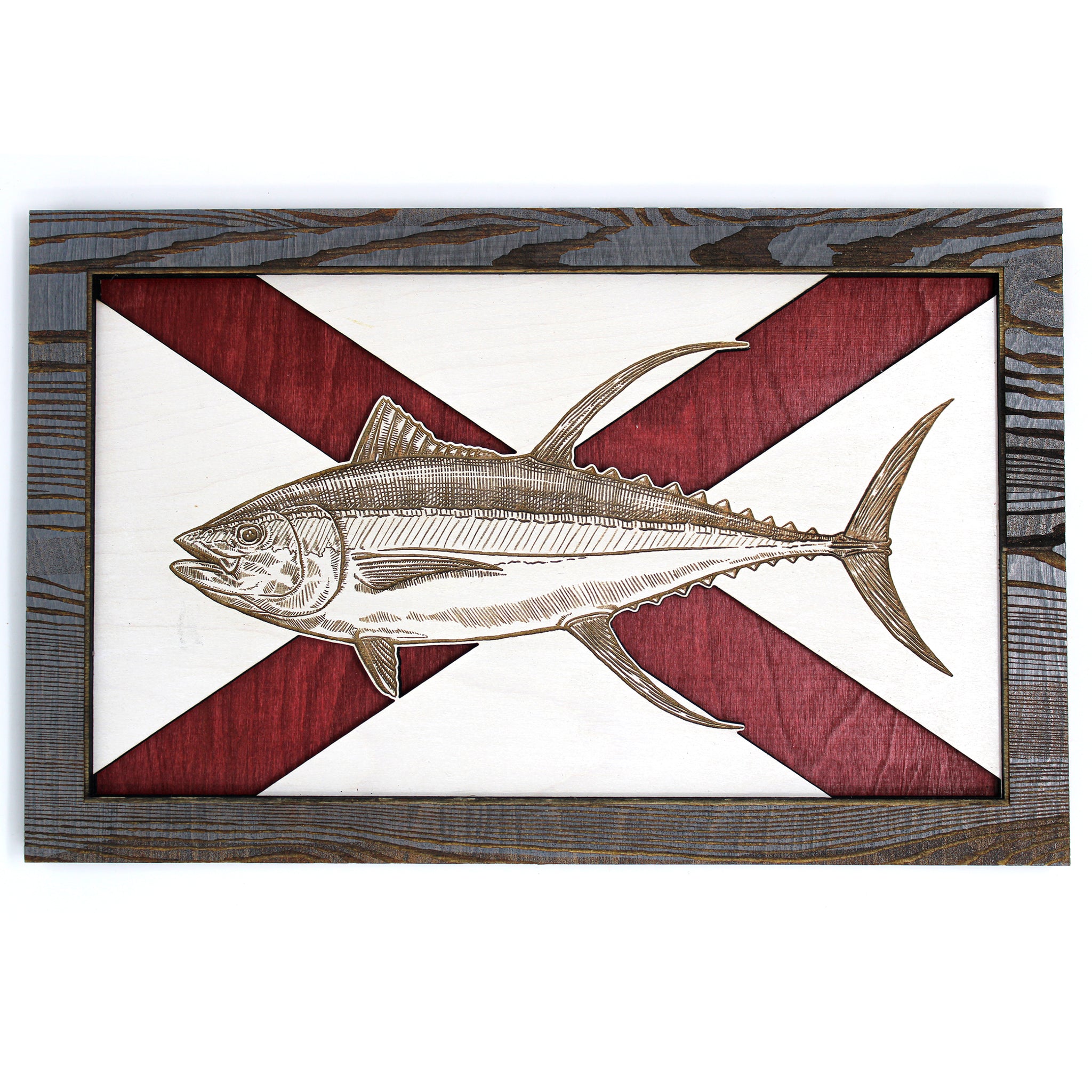 Wall Art - Yellowfin Tuna Alabama Flag 3D Wood Art