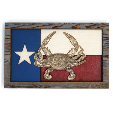 Wall Art - Blue Crab Texas Flag 3D Wood Art