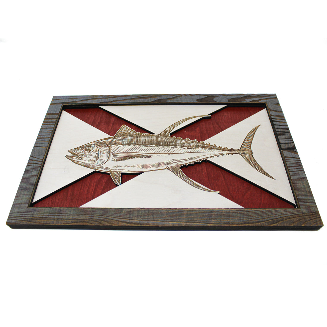 Wall Art - Yellowfin Tuna Alabama Flag 3D Wood Art