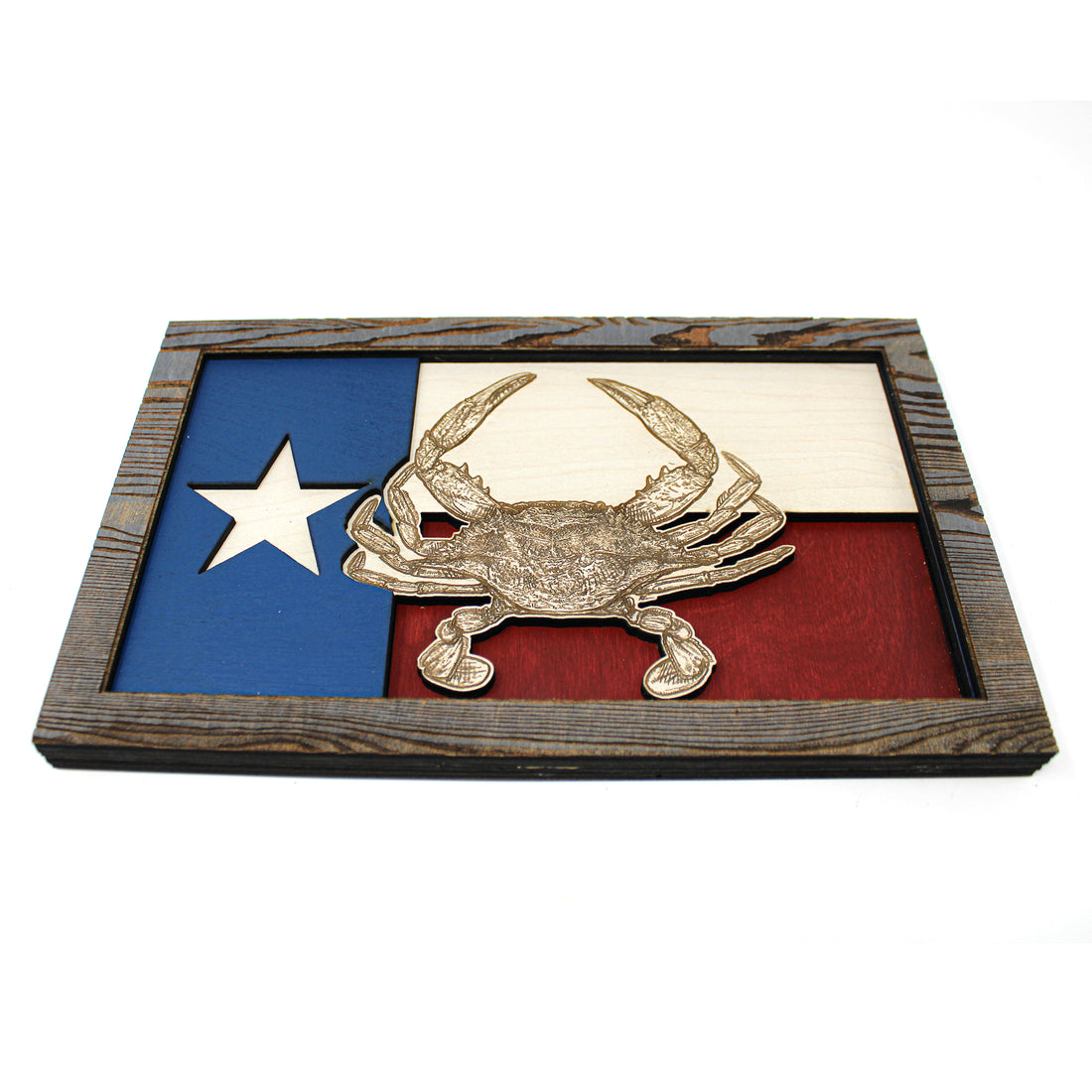 Arte de la pared - Arte de madera 3D de la bandera de Texas del cangrejo azul