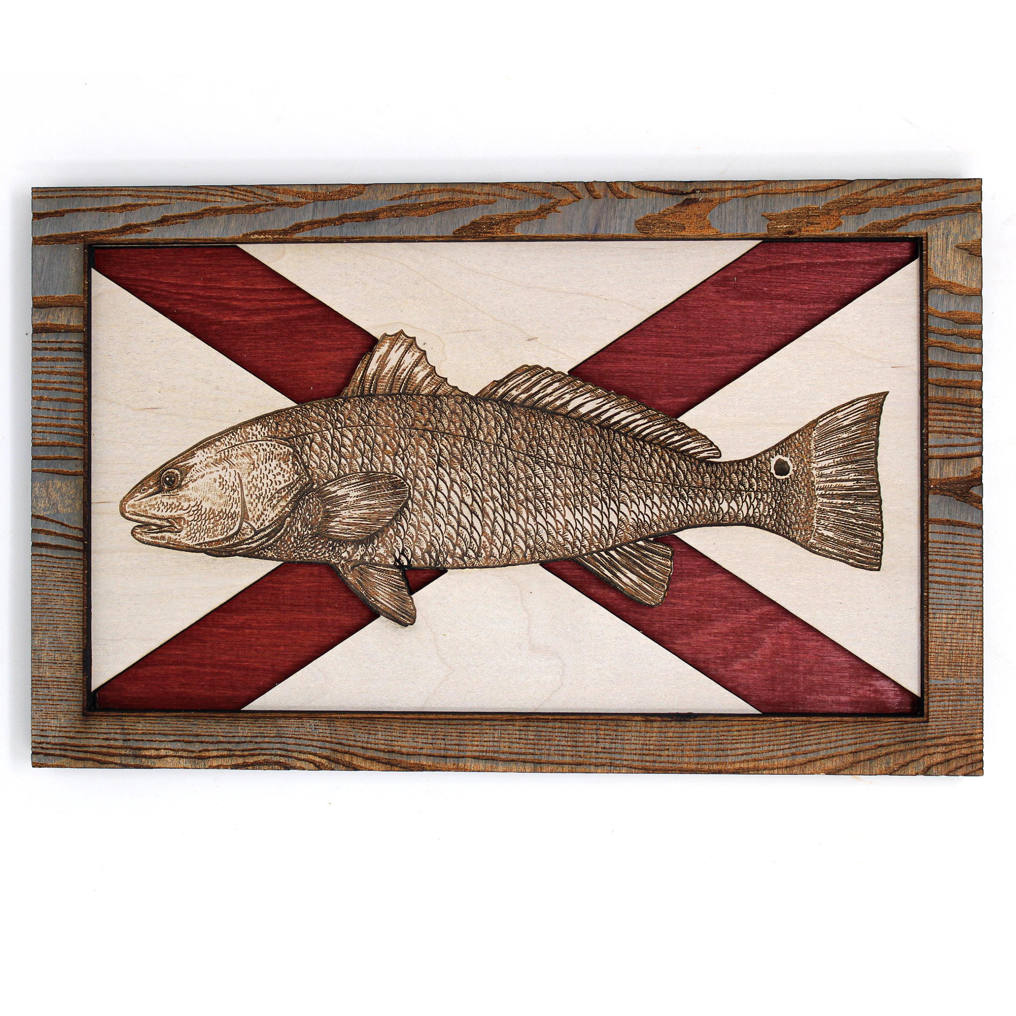 Wall Art - Redfish Alabama Flag 3D Wood Art
