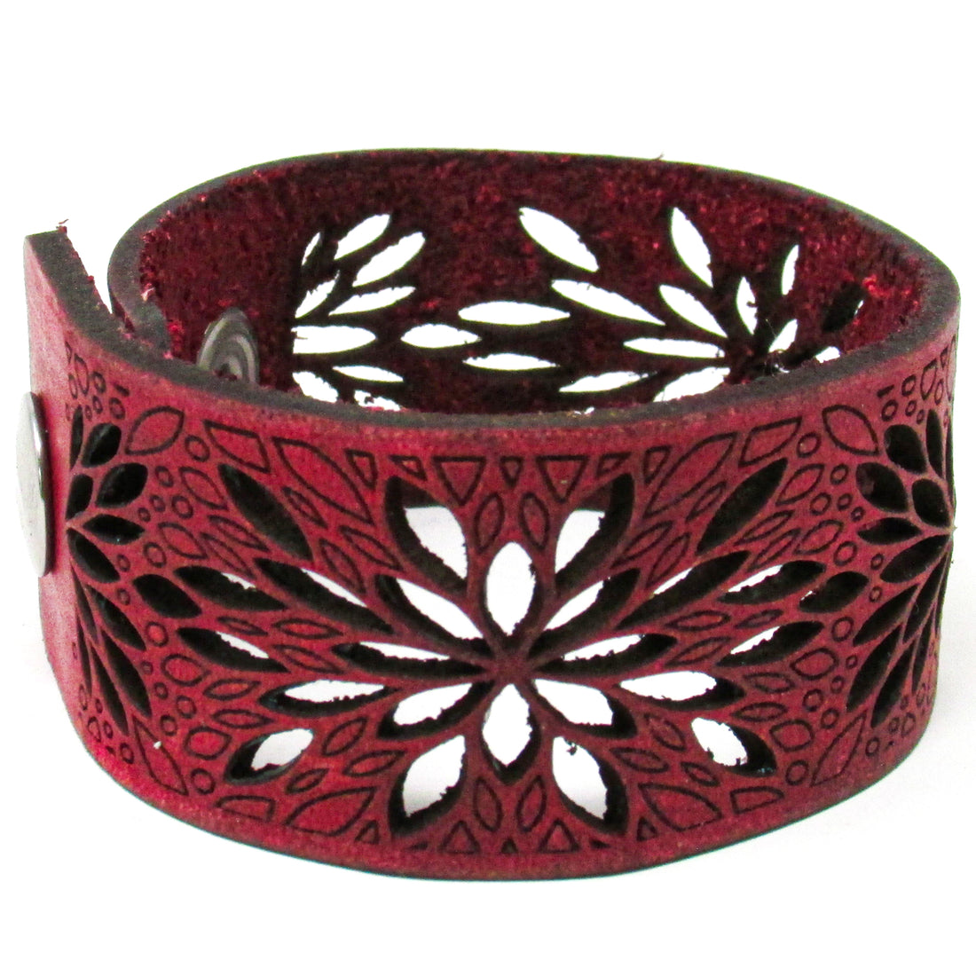 Women's Leather Bracelet - Flower Burst Cut