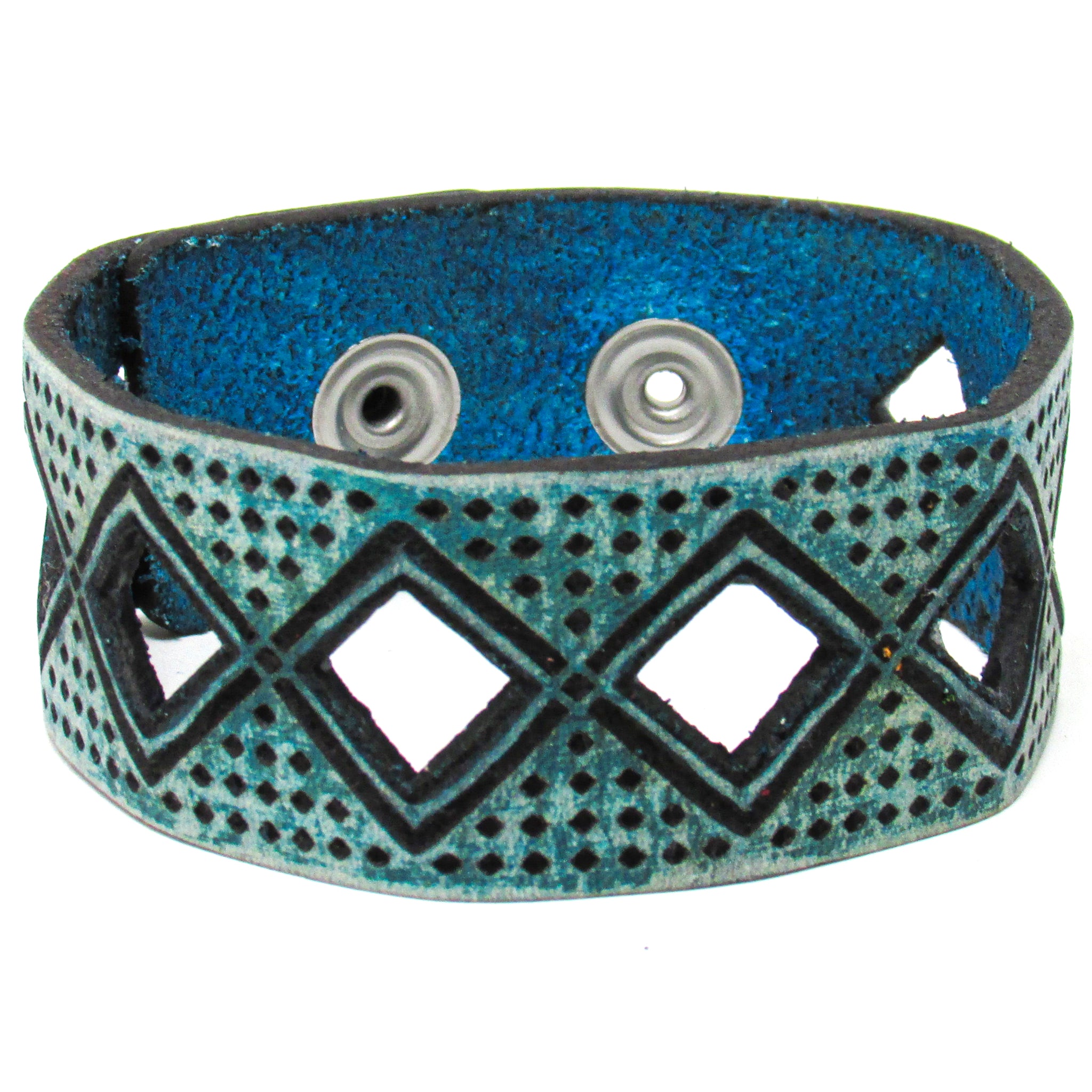 Women's Leather Bracelet - Tribal Diamond Cut