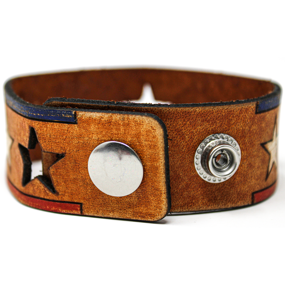 Women's Leather Bracelet - Stars and Bars Repeat