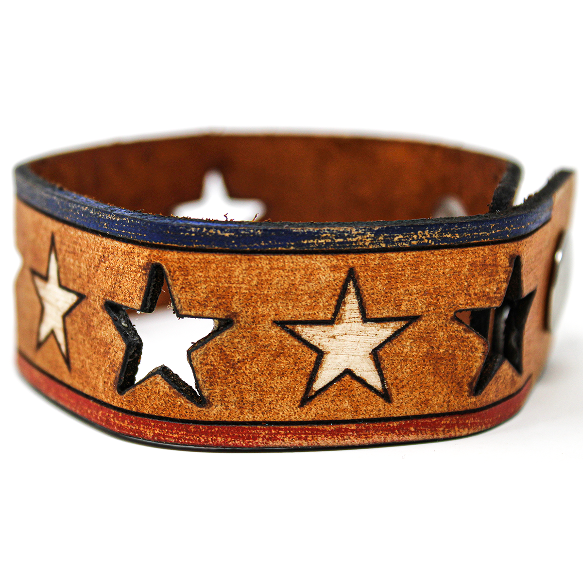 ●tow tow archive● Graphicos Leather Bracelet Dark Brown TB Women's Leather Bracelet - Stars and Bars Repeat