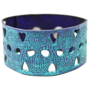 Pulsera de Cuero Mujer - Calaveras de Azúcar