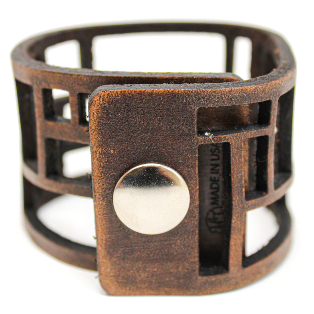 Women's Leather Cuff - Rectangle Cuts Cuff