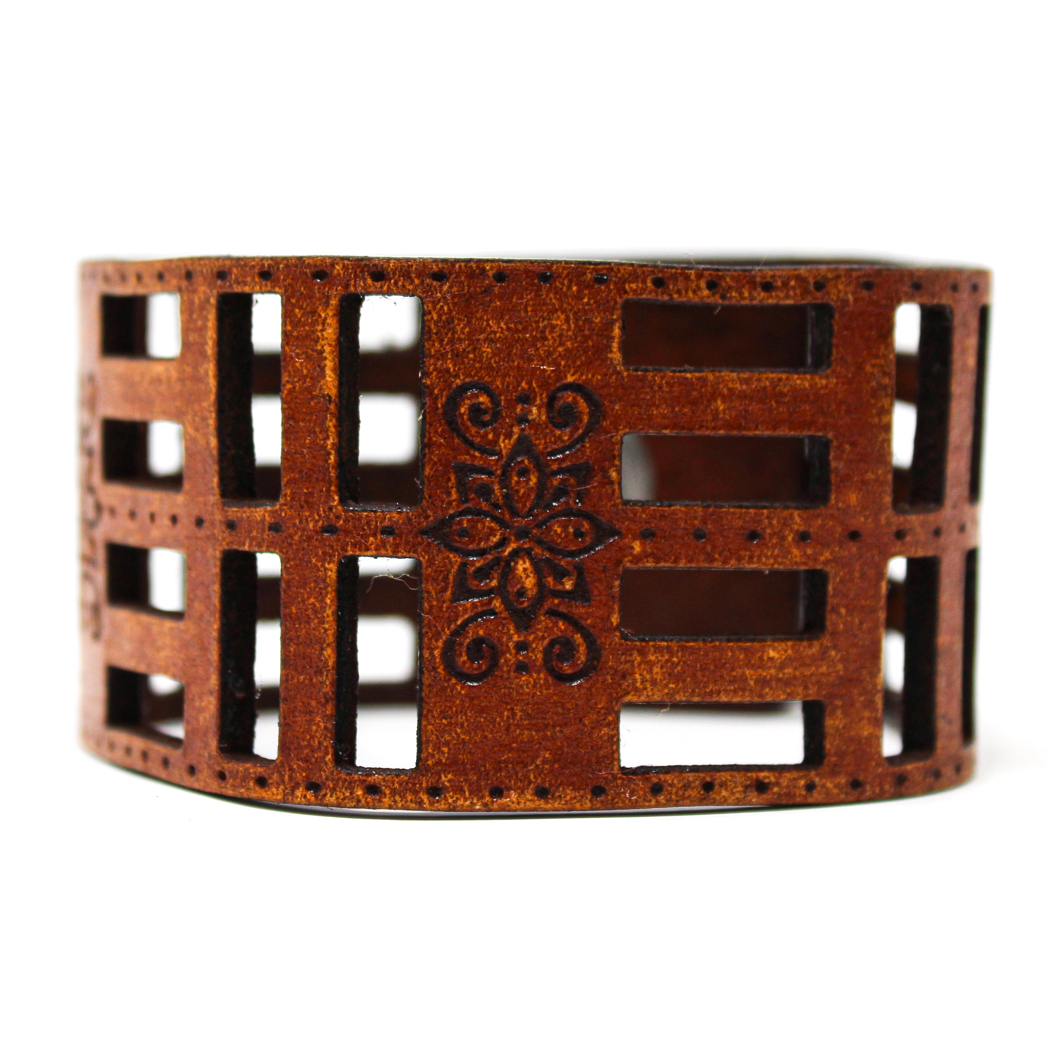 Women's Leather Cuff - Flora Foura Cut Cuff