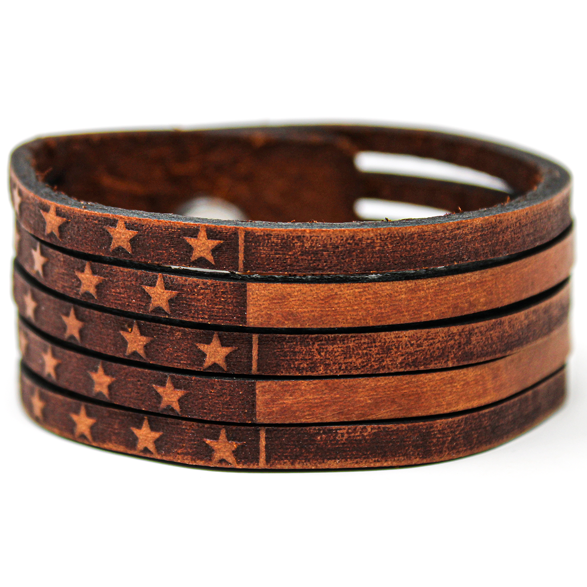 Unisex Leather Cuff - American Flag Slice