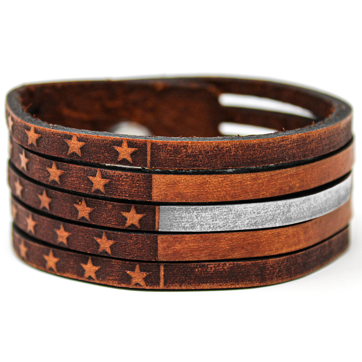 Unisex Leather Cuff - American Flag Slice