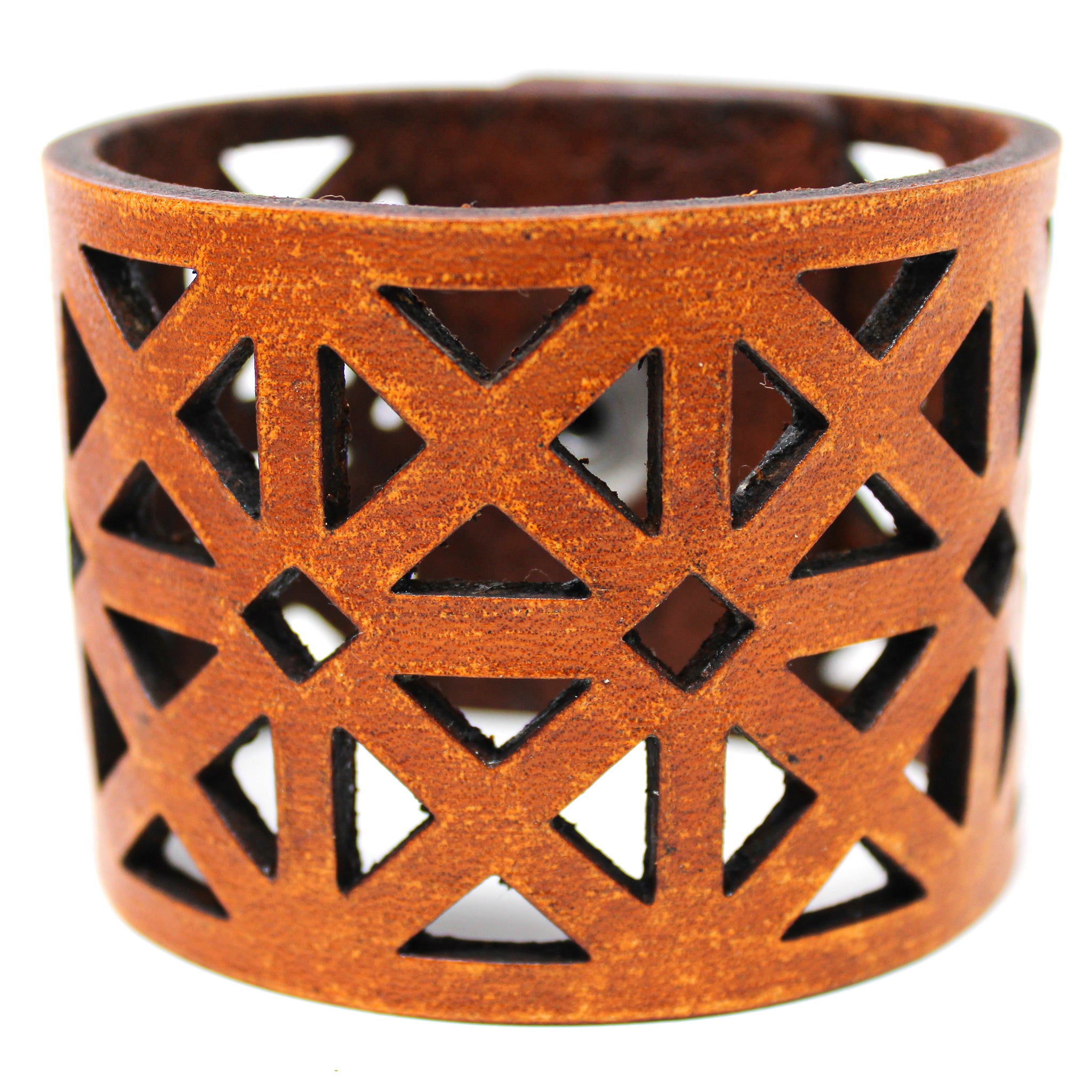 Women's Leather Cuff - Bold Triangles Cut