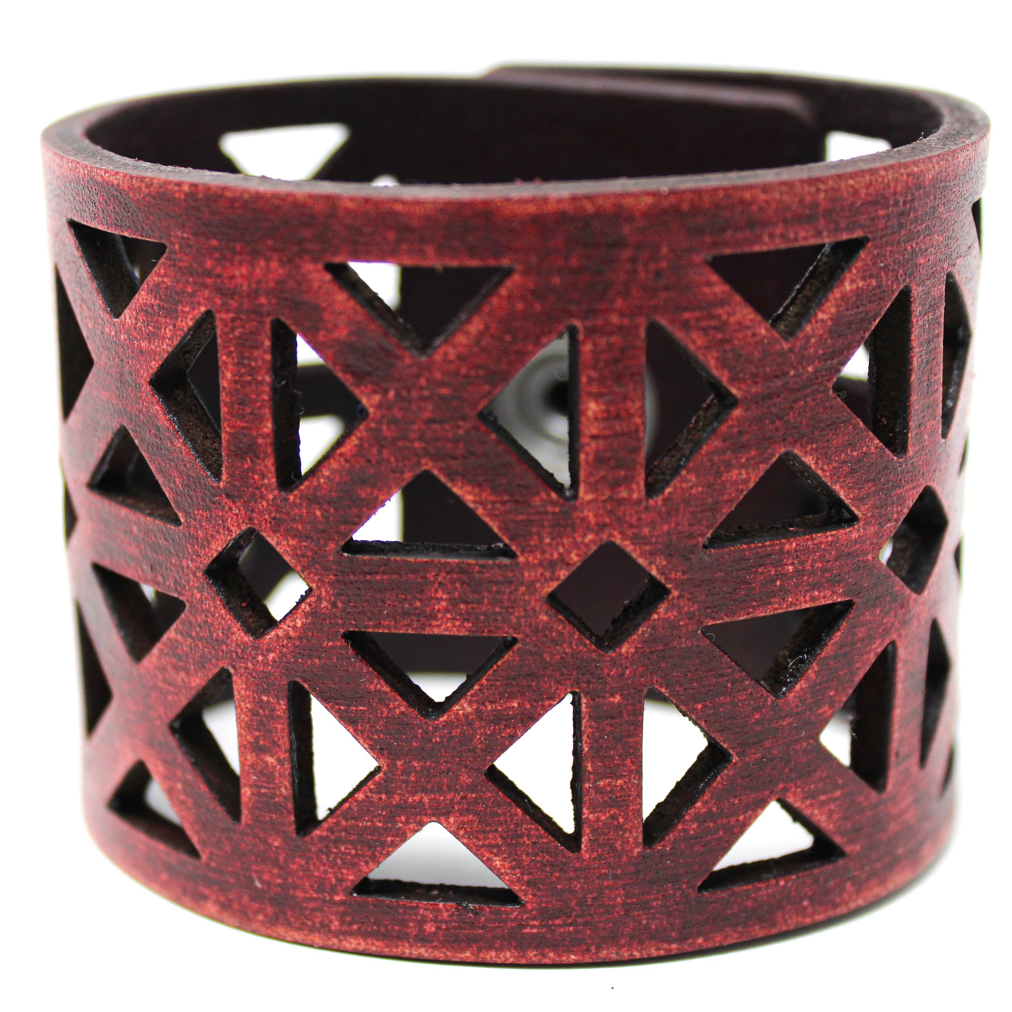 Brazalete de cuero para mujer - Corte de triángulos atrevidos