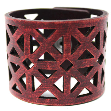 Women's Leather Cuff - Bold Triangles Cut