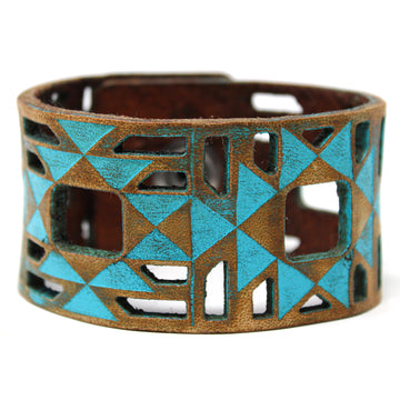 Brazalete de cuero para mujer - Geo Tribal