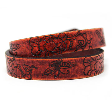 Women's Leather Wrap - Flowers and Butterflies