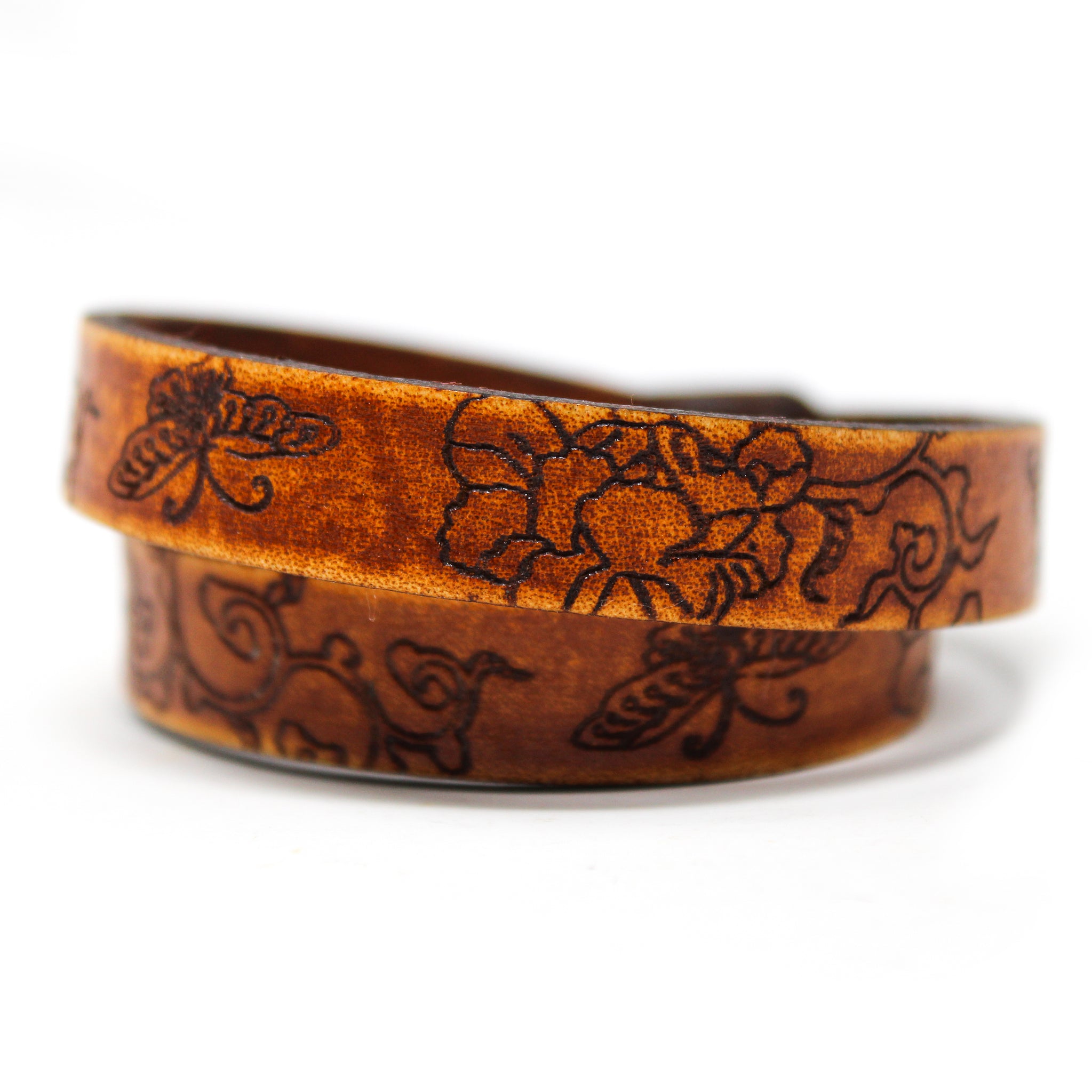 Women's Leather Wrap - Flowers and Butterflies
